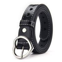 复古仿旧皮带女简约百搭年轻人男韩版学生潮流时尚个性细裤腰带 爱心镂空-黑色 2.5cm(女款)