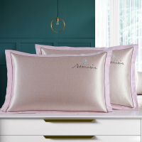 夏季凉爽冰丝枕头套夏天凉枕芯套成人凉席加大枕席一对装可水洗 冰丝800-02粉 枕套一对装 (可机洗) 48cmX74c