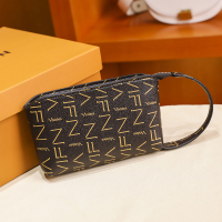 手包女2021夏新款潮气质手拿包可放手机零钱包手腕手提迷你小包包 咖啡色 字母纹-colour