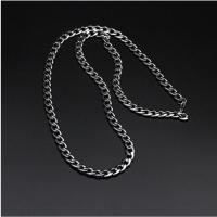 rich brian七哥同款嘻哈古巴项链潮人男女个性钛钢字母粗链子饰品 钛钢纯古巴链无字母64cm