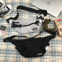 日系原宿百搭工装胸包男女学生街拍潮牌腰包韩版INS斜挎包骑行包 黑色
