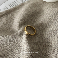 晶品 ins小众设计简约百搭圆光面日式轻奢高级感钛钢情侣男女戒指 JZ66金色5号