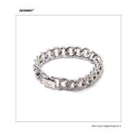 ZeX原创设计多色双排镶钻古巴链手链ins潮牌饰品情侣王一博同款 银色18cm