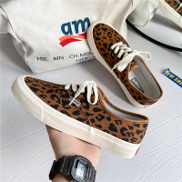豹纹帆布鞋男生低帮2021夏季情侣百搭小众万斯能休闲板鞋子男潮鞋 豹纹褐 男39
