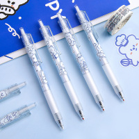 按动中性笔ins日系简约少女心黑色0.5高颜值学生考试专用文具用品碳素水笔可爱超萌创意按动式黑笔办公签字笔 么么熊-3支