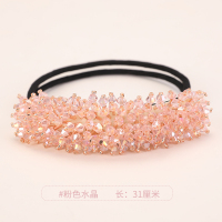 盘发器女丸子头韩国懒人蓬松花苞头神器水钻发圈百变扎发神器发饰 粉色水晶
