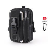 腰包男士干活工地手机包腰带式防水多功能竖款耐磨手机套腰间挂包 黑色 均码