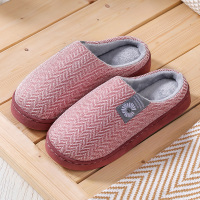 秋冬季棉拖鞋女室内家用情侣保暖毛绒棉鞋包跟厚底家居月子男冬天 雏菊酒红 36-37(适合35-36码穿)