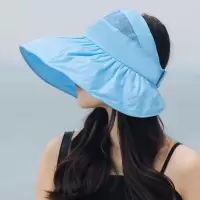 遮阳帽女夏季防晒空顶韩版百搭遮脸渔夫女士夏天户外透气太阳帽子 蓝色 (均码)