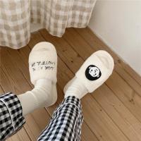 棉拖鞋女秋冬新款家用室内防滑保暖可爱少女心毛绒一字拖鞋月子鞋 女孩 36-37(适合35-36)