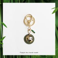 中国风国宝可爱熊猫竹子钥匙扣情侣闺蜜包包挂件配饰