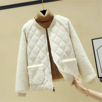 羊羔毛棉服女大码短款2020年新款冬季加厚外套减龄小个子棉袄棉衣 米白色 535 M