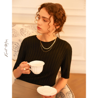 [特惠清仓]*[T恤/衬衫/上衣]Knit Mix 2021年法式女装 KMC1730F 黑色 均码