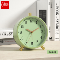 康巴丝小闹钟学生专用儿童男生女孩卧室闹铃起床神器静音床头钟表 若草绿【金属机身 柔和夜灯 电池】 13厘米