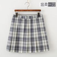 jk制服裙正统原创日系学生百褶裙学院风少女格裙高腰A字半身裙夏 温柔一刀 S