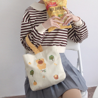 唐糖包袋/帆布手提通勤包妈咪包可爱简约帆布袋手拎便当包女学生 橘子树小熊