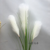 新品高枝粉色芦苇仿真花加大花穗客厅橱窗瓶插花落地装饰摆件假花 白色{芦苇}高120CM3穗 细叶加大花穗