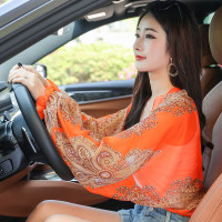 防晒衣披肩女冬季时尚百搭雪纺冰丝袖套开车骑车学车神器两用围巾 XSQPJ-腰果桔色