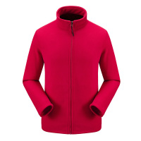 抓绒衣男户外女士秋冬开衫外套加厚保暖双面摇粒绒大码冲锋衣内胆 Z19305男大红 M