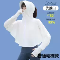 防晒衣女2021新款防晒罩衫防紫外线透气冰丝防晒服夏季薄外套开衫 冰丝普通帽檐-优雅白 L 80-120斤