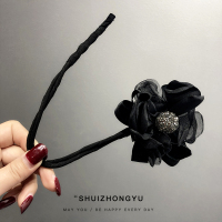 丸子头花朵盘发器韩国懒人发带神器蓬松花苞头饰头花女职业编发器 1#黑色