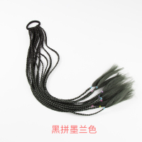 儿童发带女绑发马尾小辫子民族风编发彩绳神器脏辫扎头绳夏天头饰 黑拼墨兰色