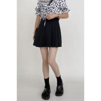 微胖大码黑色夏季百搭高腰超火百褶半身裙女胖mm收腰显瘦a字短裙 黑色 M