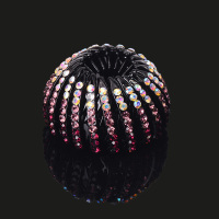 发饰百搭鸟巢长发盘发器扎马尾扣发抓夹小清新发圈懒人发夹丸子头 TH2-1粉紫