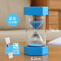 沙漏计时器儿童防摔时间30/60分钟创意漏斗流沙瓶家居装饰品摆件 15分钟蓝色-送小沙漏