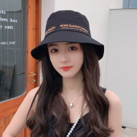 帽子女夏季韩版时尚潮春秋鱼夫渔夫帽早春夏女士遮阳帽防晒太阳帽 字母圈黑色 可调节