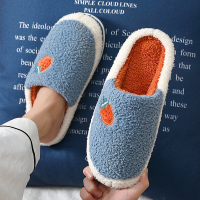 棉拖鞋男士秋冬季家居室内保暖厚底防滑家用毛绒大码冬天毛拖鞋男 藏青[撞色款] 42-43[适合41-42脚穿]