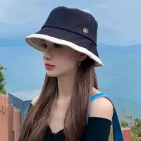 渔夫帽女士韩版百搭时尚ins潮m标防晒遮阳春秋夏季小头围小檐帽子 黑色 M(56-58cm)