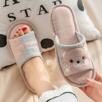 亚麻拖鞋女家居室内春秋情侣棉麻四季地板布拖鞋居家家用男士夏季 粉色 36-37码[适合35-36脚穿]