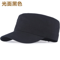 太阳帽棒球鸭舌帽子男士韩版潮春夏秋冬天遮阳帽平顶军帽户外钓鱼 光面黑色 均码 可调节