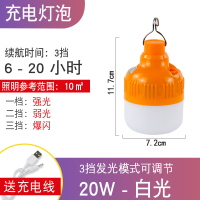 led充电灯泡夜市灯地摊灯超亮电瓶灯家用应急户外移动摆摊无线灯 应急充电灯泡 20W(送充电线) 其它 白