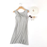 带胸垫吊带睡裙女2021年夏季新款薄款短袖家居服宽松大码一体睡衣 灰色[无袖] 160(M)