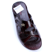 女橡胶漆皮拖鞋生胶复古户外防滑台湾奶奶妈妈中老人外出一字凉拖 栗色 平时欧码36码,该款建议L码