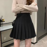 白色百褶裙女夏季高腰a字显瘦黑色半身裙2021春季新款时尚短裙子 黑色 XS