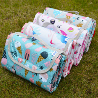 野餐垫春游垫子户外便携防水沙滩垫露营野炊地垫草坪野餐布防潮垫 100*150无手提颜色随机