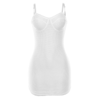 Sisjuly新品 性感修身女人味连衣裙女 坑条螺纹显瘦细肩带吊带裙 白色 S