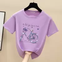 品牌折扣店撤柜女装尾货清仓特价夏季小个子超火ins重工短袖T恤女 紫色 500件以上起24元