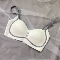 新品超薄大胸显小无痕内衣女无钢圈聚拢收副乳调整薄款文胸罩套装 白色 单件 32/70AB