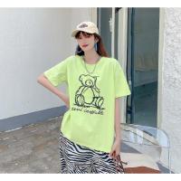 清仓特价 冰丝奥代尔棉T 印花短袖t恤 荧光绿 均码 135斤内