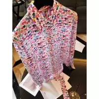 品牌工厂折扣店清仓特价真丝双绉可脱卸领巾绑带印花衬衫长袖衬衣 花色 S
