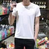 9.9元九块九男装衣服V领修身学生男韩版T恤短袖9块特价10元内 纯色圆领白色单件装 M [80-90斤]
