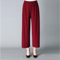 垂感好雪纺裤女夏秋九分裤多色OL百搭工作裤旅游出行中青老年裤 酒红色 均码
