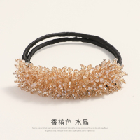 韩式盘发神器女丸子头花苞头懒人简约优雅蓬松水晶头饰发夹后脑勺 香槟色水晶(盘发器)