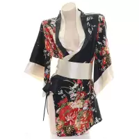 性感荷官在线发pai,和服睡裙低胸高开叉睡衣浴衣家居服 黑色 均码