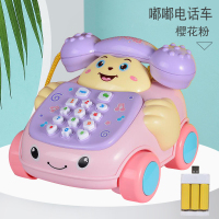 婴儿童玩具仿真电话机座机男宝宝音乐益智早教不倒翁1一岁2小女孩 [樱花粉]嘟嘟电话车(充电版)