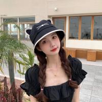 猫耳朵帽子女夏季遮阳防晒早春渔夫帽韩版百搭ins潮学生可爱春秋 黑色 M(56-58cm)
